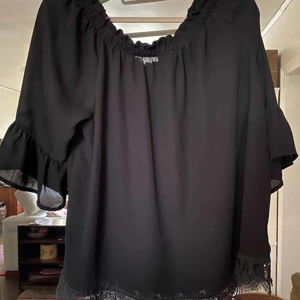 Black off the shoulder blouse